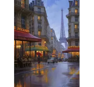 Розмальовка по номерах 40 * 50см "Вулиці Парижа" OPP (полотно на рамі з краск.кісті)
