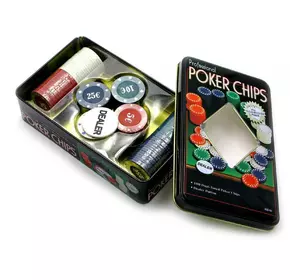 Покерні фішки (100 фішок)(20х12,5х5 см)(вага фішки 4 гр. d-39 мм)