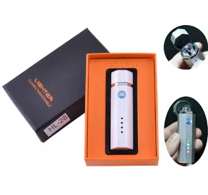Електроімпульсна запальничка в подарунковій упаковці Lighter (Подвійна блискавка, USB) №HL-28 White
