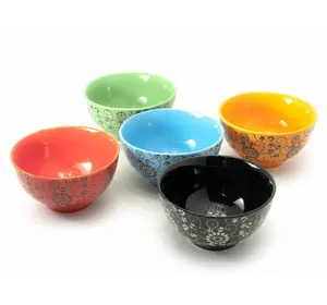 Миски керамические "Цветы" (набор 5 шт) (h-6 d-11,5 см упаковка 31х12х12,5 см)