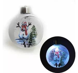 Ялинкова куля LED різним кольором 3D фігура "Сніговик" 11х9,5х6,5см, 1шт/етик.