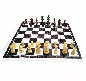 Шахи дорожні у блістері з м'якою дошкою дерев'яні (h фігур 4-8.5 см ,d-2.5-3.5 см)