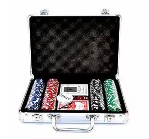 Набір для покеру 200 фішок з номіналом метал кейс