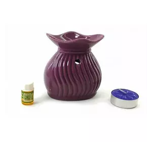 Аромалампа керамическая фиолетовая подарочный набор (15х11х6 см)