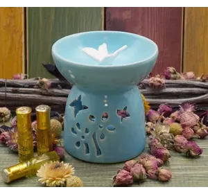 Аромалампа керамічна "Метелик у квітах" Блакитна
