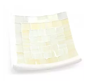 Блюдо теракотове з білою мозаїкою (10х10х2 см)