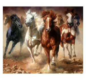Раскраска по номерам 30*40см "Табун лошадей" OPP (холст на раме краски+кисти)