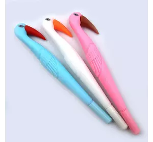 Ручка дитяча з іграшкою "Flamingo", синя, mix, 12шт/етик.
