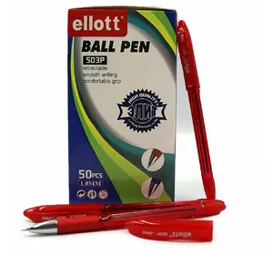 Ручка кулькова "Ellot" 1мм, червона, прозорого корп, грип, без/етик.