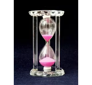 Пісочний годинник в скляному корпусі круглі Рожевий пісок