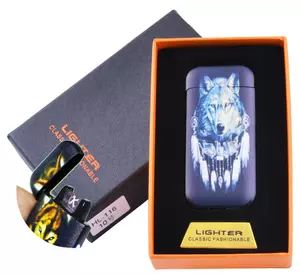 Електроімпульсна запальничка в подарунковій коробці Wolf №HL-116-4