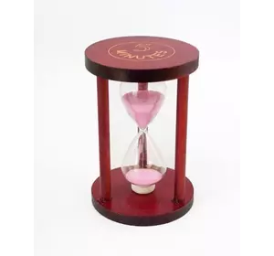 Пісочний годинник "Коло" скло + темне дерево 5 хвилин Рожевий пісок