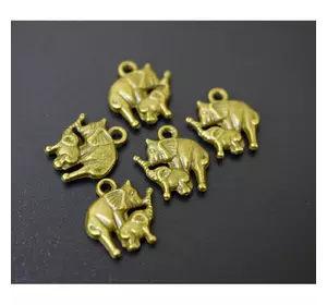 Амулет в гаманець Пара слонів під бронзу 10 штук