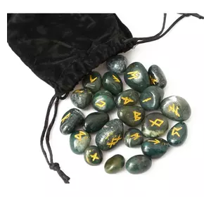 Набір РУН для ворожіння з натуральних каменів у мішечку Rune-052 Геліотроп