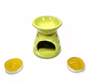 Аромалампа керамическая ,подарочный набор салатовая (13х8х7,5 см)
