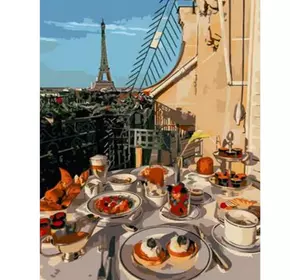 Розмальовка за номерами 40*50см "Сніданок у Парижі" карт.уп (полотно на рамі фарби+кисті)