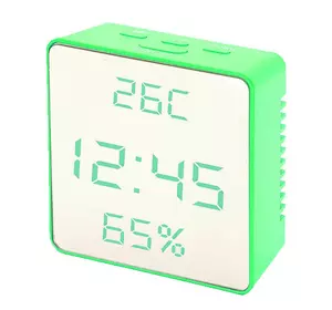 Годинник мережеві VST-887Y-4, зелені, температура, вологість, USB
