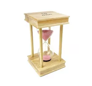 Песочные часы "Квадрат" стекло + светлое дерево 10 минут Розовый песок