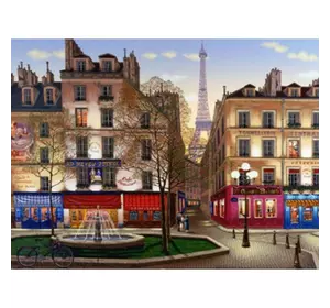 Розмальовка за номерами 40*50см "Нічний Париж" карт.уп (полотно на рамі фарби+кисті)