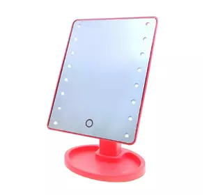 Дзеркало настільне з LED підсвічуванням на батарейках рожеве (28х17х12 см)