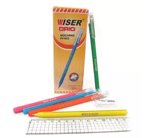 Ручка масляна Wiser "Orio-soft" 0,7 мм soft-touch треуг.(mix корп) синя