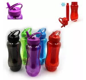 Пляшка/води "Waterbottle" прозр,трубочка, з аккумул холоду, 800мл, mix5, 1шт/етик.