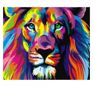 Раскраска по номерам 30*40см "Нарисованный лев" OPP (холст на раме краски+кисти)
