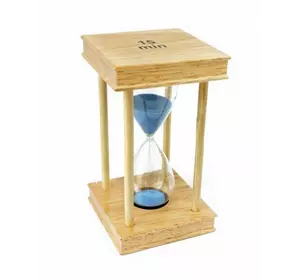 Песочные часы "Квадрат" стекло + светлое дерево 15 минут Голубой песок