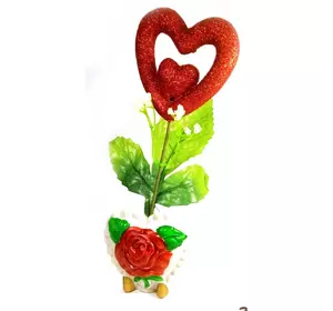 Ваза роза керамическая с сердечком (22х9х5,5 см)A