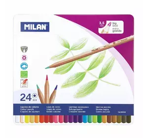 Набір кольорових олівців шестиугольн. у мет. футлярі ТМ "MILAN" 24шт., D3,5mm