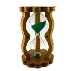 Годинник пісочний у бамбуку зелений пісок (10 хв) (14,5х8,5х5,5 см)