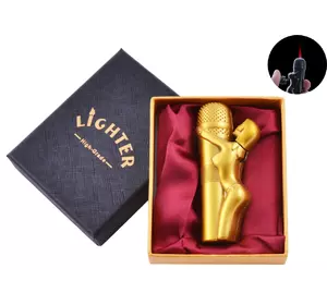 Запальничка в подарунковій коробці Дівчина на Мікрофоні (Турбо полум'я) №XT-61 Gold
