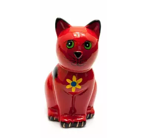 Керамічна скарбничка "Кіт" червона (16,5х10х7,5 см)
