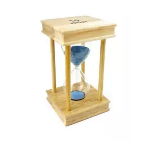 Песочные часы "Квадрат" стекло + светлое дерево 10 минут Голубой песок