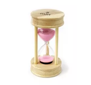 Пісочний годинник "Коло" скло + світле дерево 5 хвилин Рожевий пісок