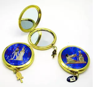 Дзеркальце косметичне в золотому корпусі "Єгипетська тематика" (в коробці + чохол)