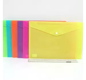 Папка-конверт з кнопкою "Neon" 18S A4, mix, 12шт/етик.