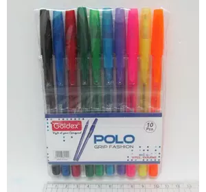 Набір олійних ручок Goldex Polo grip Fashion #422 Індія 1,0 мм 10кол