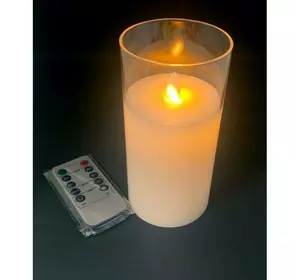 Свічка з Led підсвічуванням з рухомим полум'ям і пультом управління (9х7,5х7,5 см)