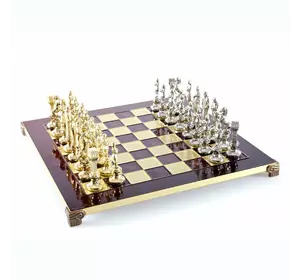 S9RED шахи "Manopoulos", "Ренесанс",латунь, у дерев. футл., червоні, 36х36см, 5,6 кг