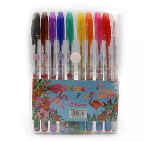 Набір гелевих ручок гліттер"Flamingo",PVC,10 цв., 1шт/етик.